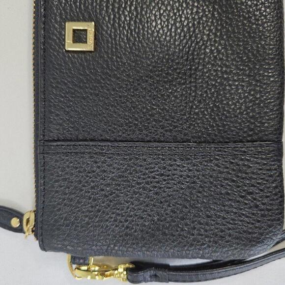 LODIS Black Pebble Leather Wallet. Patent Clutch Long Zipped Travel. - Picture 3 of 6